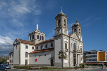 Fototapeta na wymiar Iglesia católica del Sagrado Corazon de Jesus en Povoa de Varzim Portugal 
