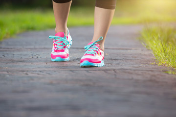 Exercise outdoor concept, Girl exercising in a park.