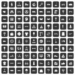 100 logistics icons set in black color isolated vector illustration