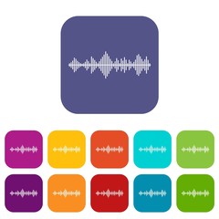 Musical pulse icons set vector illustration in flat style in colors red, blue, green, and other