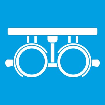 Trial frame for checking patient vision icon white isolated on blue background vector illustration