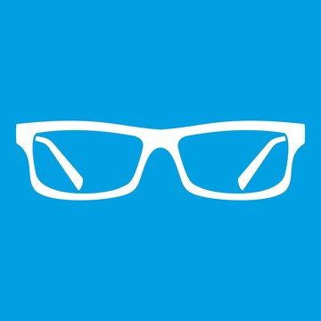 Eye glasses icon white isolated on blue background vector illustration