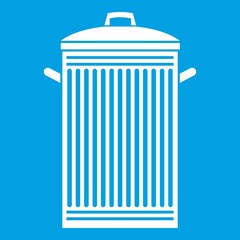 Trash can icon white isolated on blue background vector illustration