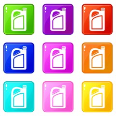 Jerrycan icons of 9 color set isolated vector illustration