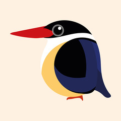 Kingfisher vector, black capped kingfisher cartoon vector.