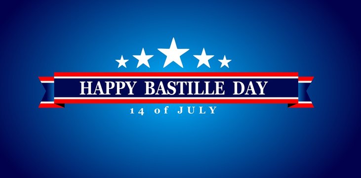 Vector illustration of a Banner for 14 th of July. Happy Bastille Day. Text Space Background.
