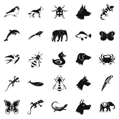 Animal kingdom icons set. Simple set of 25 animal kingdom icons for web isolated on white background