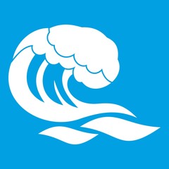 Wave icon white isolated on blue background vector illustration