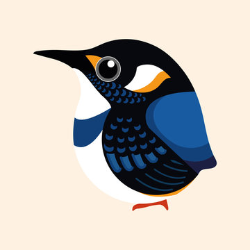 Blue Banded Kingfisher Bird Cartoon Vector.