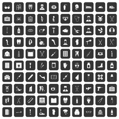 100 medical care icons set in black color isolated vector illustration