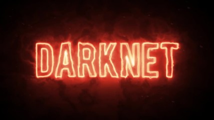 Dark net blue plasma text on black background