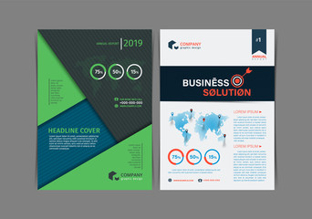 Obraz premium Set of Simple Business flyer Brochure flat design template. A4 cover publication. Vector illustration.