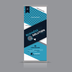 Roll up business banner stand design Layout. Vector illustration.