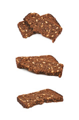 Slice of a black bread isolated