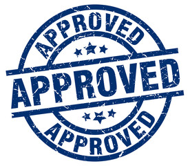 approved blue round grunge stamp