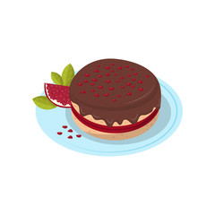 Pomegranate pie, sweet fruit food dessert vector Illustration on a white background