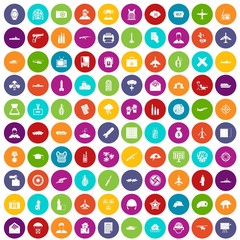 100 military journalist icons set in different colors circle isolated vector illustration