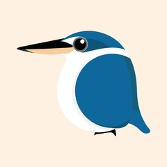 Kingfisher bird cartoon, Collared kingfisher cartoon vector.