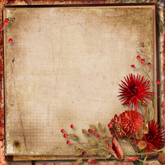 Grunge background with autumn bouquet