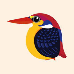 Kingfisher bird cartoon, The Oriental dwarf kingfisher (Ceyx erithaca) cartoon vector.