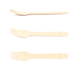 Wooden fork isolated