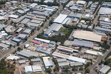 Light Industrial Area - Newcastle Australia. This aerial view is typical of light industrial and commercial areas in Australia