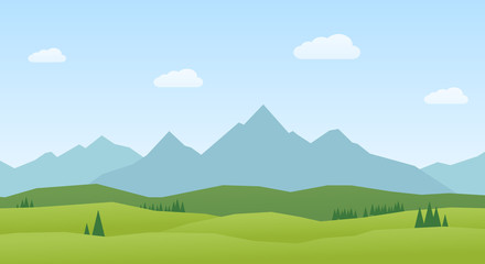 Vector Landscape mountains and hills flat design