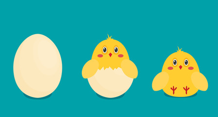 Vector button chicken and egg in flat style.