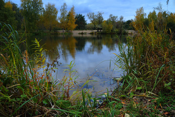 Autumn landscape on the river.
