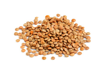 Lentils.Top view.Isolated.