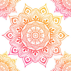 Seamless ethnic pattern with floral motives. Mandala stylized print template for fabric and paper. Boho chic design. Summer fashion.