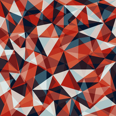 Abstract geometric pattern. Blue, red, white and brown triangles background. Vector illustration eps 10.