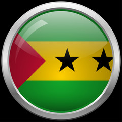 Sao Tome and Principe flag glass button vector illustration