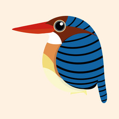 Kingfisher bird cartoon, Male Banded Kingfisher (Lacedo pulchella) cartoon vector.