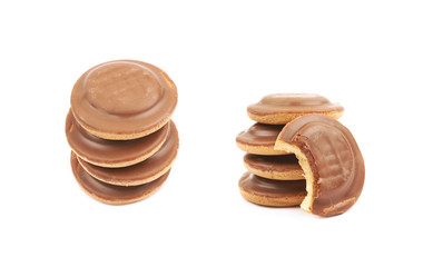 Biscuit cake with filling isolated