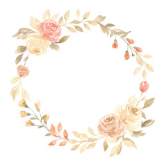 Fototapeta na wymiar Hand painted pastel watercolor wreath flower wedding decoration