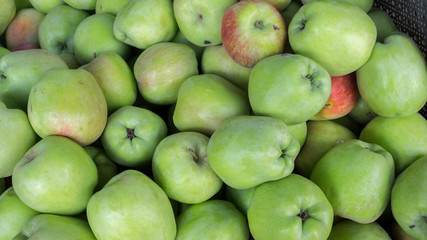 Green red new apples  for sale at city market
