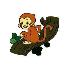 Naklejka premium Monkey cartoon illustration isolated on white background for children color book