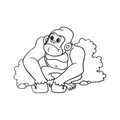 Gorilla cartoon illustration isolated on white background for children color book