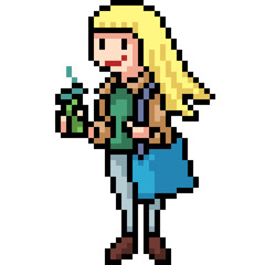 vector pixel art blonde girl