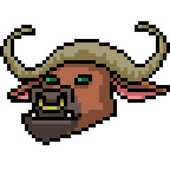 Obraz premium vector pixel art buffalo head