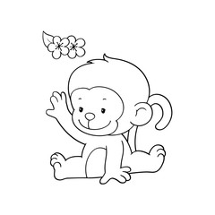 Monkey cartoon illustration isolated on white background for children color book