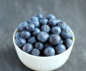 Fresh blueberry in white bowl