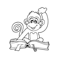 Monkey cartoon illustration isolated on white background for children color book