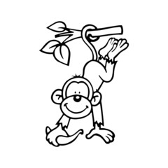 Monkey cartoon illustration isolated on white background for children color book