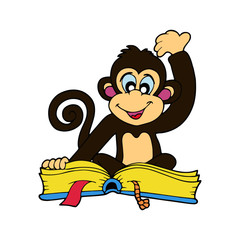 Monkey cartoon illustration isolated on white background for children color book