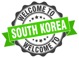 Obraz premium South Korea round ribbon seal