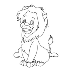 Lion cartoon illustration isolated on white background for children color book