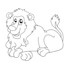 Lion cartoon illustration isolated on white background for children color book