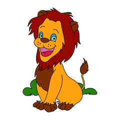 Lion cartoon illustration isolated on white background for children color book